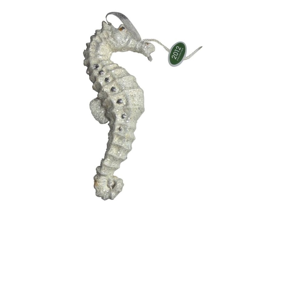 Glitter Seahorse Ornament Sparkling White With Glitter Coastal Holiday 2012 Coll - Picture 2 of 4